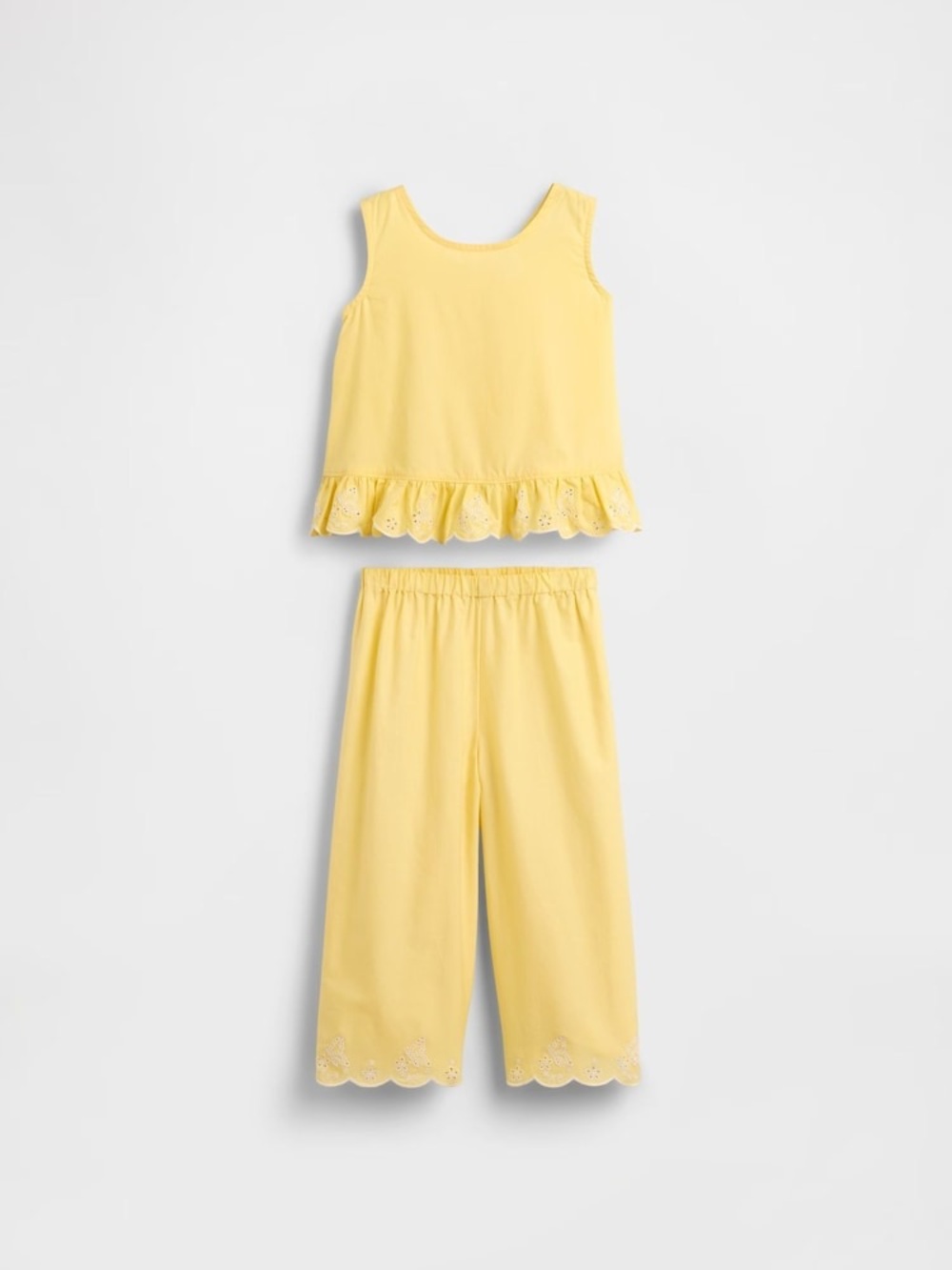 Baby Gap Yellow Eyelet Ruffle Outfit Set 18-24M 100% Cotton